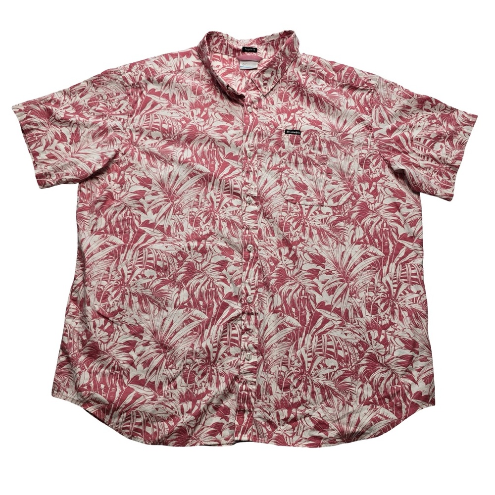 Columbia Regular‎ Fit Tropical Print Button Shirt Red White Men’s XXL